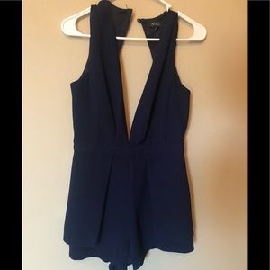 Blue open back romper